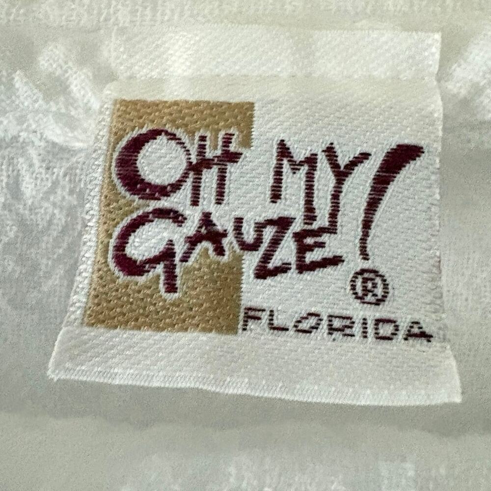 Oh My Gauze! White Off-Shoulder Gauze Blouse with Tie Straps - Picture 7 of 8